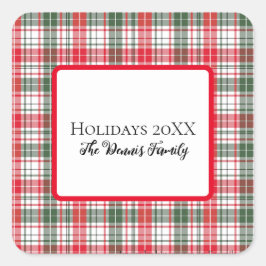 Adesivo Quadrado Natal de Férias de Inverno da xadrez Personalizado