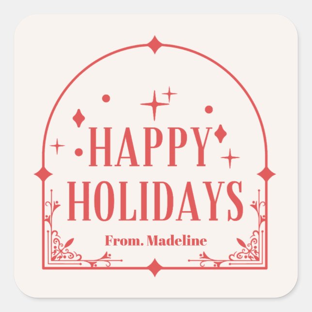 Adesivo Quadrado natal de festa de tarô moderno (Frente)