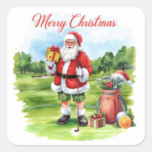Adesivo Quadrado Natal de Golf Santa Claus para o golfe da Flórida