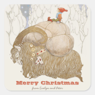 Adesivo Quadrado Natal de Julbocken CC1027 da cabra de John Bauer