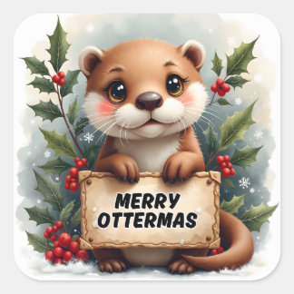 Adesivo Quadrado Natal de Ottermas feliz