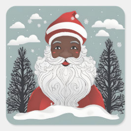 Adesivo Quadrado Natal de Papai Noel Negro