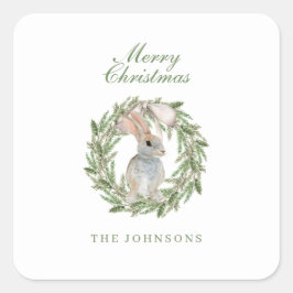 Adesivo Quadrado Natal do Arco de Férias Feriadas Coelho Adorável