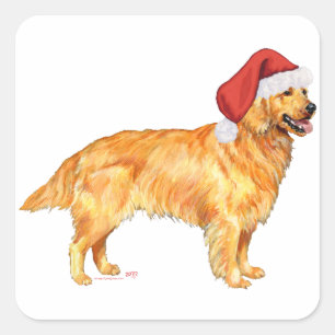 Adesivo Quadrado Natal do Golden Retriever