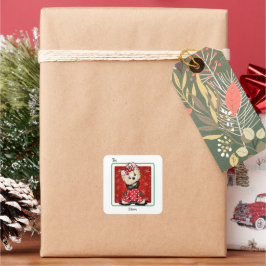 Adesivo Quadrado Natal do KiniArt Yorkie