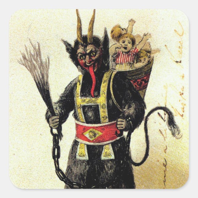 Adesivo Quadrado Natal do Krampus Assusty Demon Holiday (Frente)