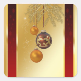 Adesivo Quadrado Natal do Ouro Elegante