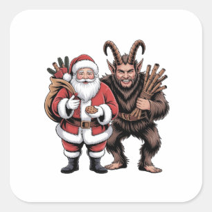 Adesivo Quadrado Natal do Papai Noel Krampus de terror engraçado e