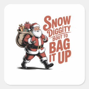 Adesivo Quadrado Natal do Sow Diggity Prestes a Embalar Roupas Engr