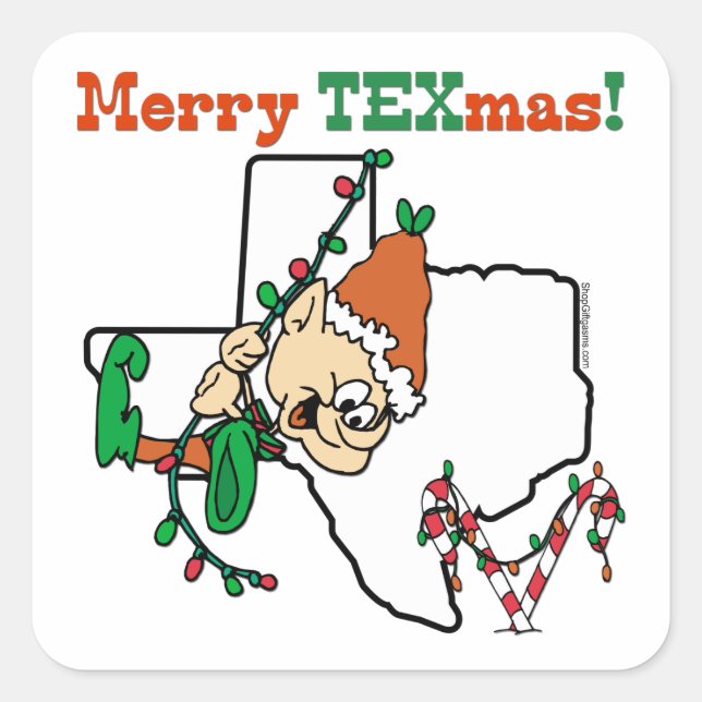 Adesivo Quadrado Natal do Texas (Frente)