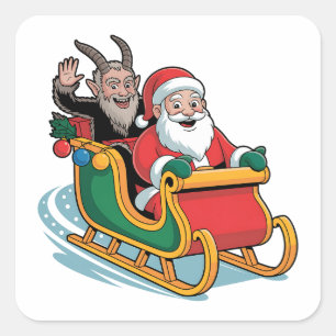 Adesivo Quadrado Natal e Krampus Malvado Escuro Horror Natal Xmas