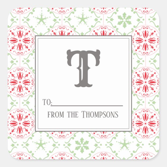 Adesivo Quadrado Natal Elegante Vermelho e Verde Para De (Frente)