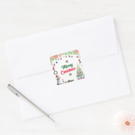 Adesivo Quadrado Natal em Aquarela