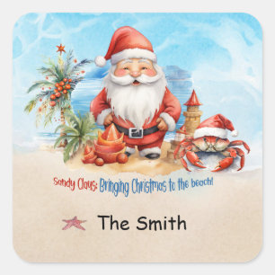 Adesivo Quadrado Natal em julho na praia