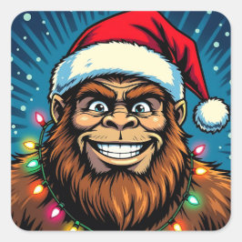 Adesivo Quadrado Natal engraçado do Bigfoot Sasquatch Yeti