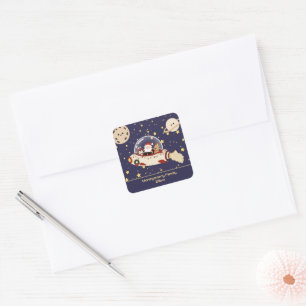 Adesivo Quadrado Natal Espaçonave Personalizada do Papai Noel