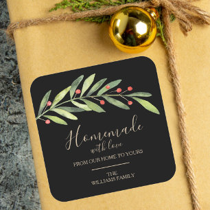 Adesivo Quadrado Natal Feito com Amor