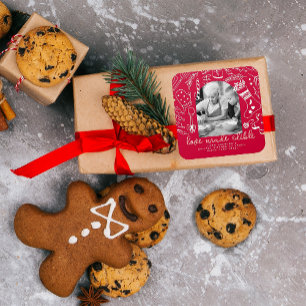 Adesivo Quadrado Natal Feriado Baking Red Photo