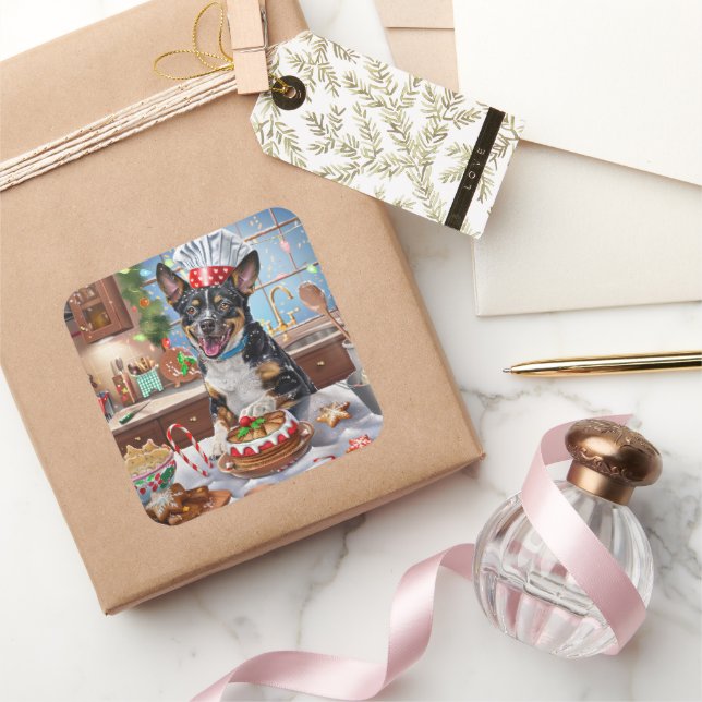 Adesivo Quadrado Natal Festivo do Feriado de Bovinos Australiano (Presentear)