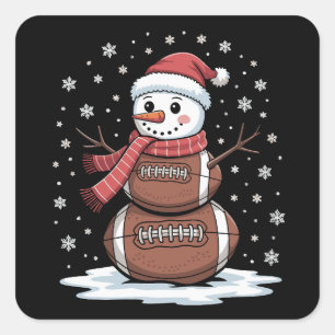 Adesivo Quadrado Natal Futebol Americano Boneco de Neve Xmas Esport