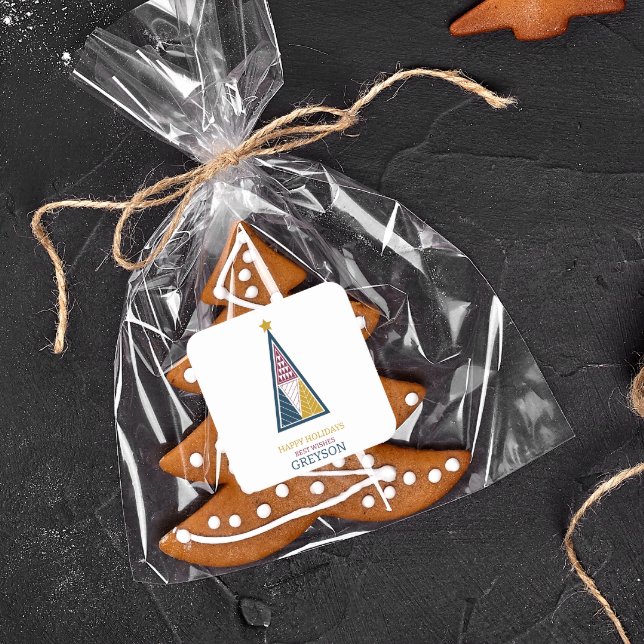 Adesivo Quadrado natal geométrico mínimo moderno para crianças (Criador carregado)