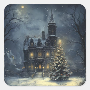 Adesivo Quadrado Natal gótico vitoriano