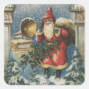 Adesivo Quadrado Natal GreetingSanta e jogador gravado