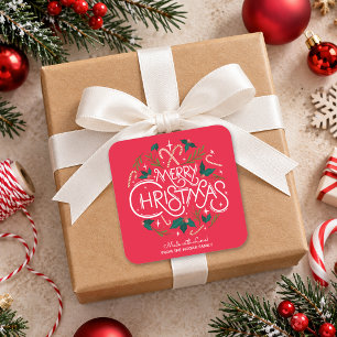 Adesivo Quadrado Natal Holly Berry Comida Feriado Caseiro