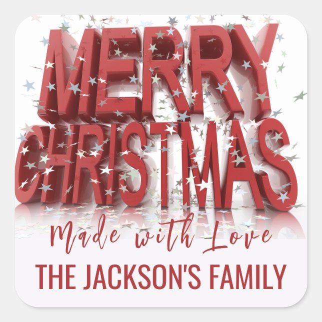 Adesivo Quadrado Natal Holly Berry Comida Feriado Caseiro (Frente)