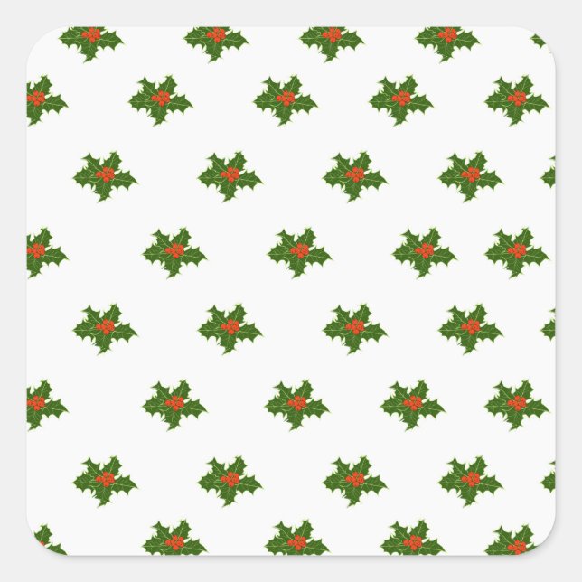 Adesivo Quadrado Natal Holly Pattern (Frente)