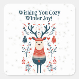 Adesivo Quadrado Natal Hygge Cozy Winter Joy Deer Design