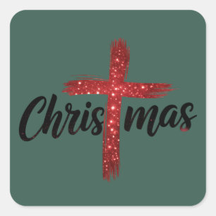 Adesivo Quadrado Natal Jesus Cruz Fé Cristã Religião