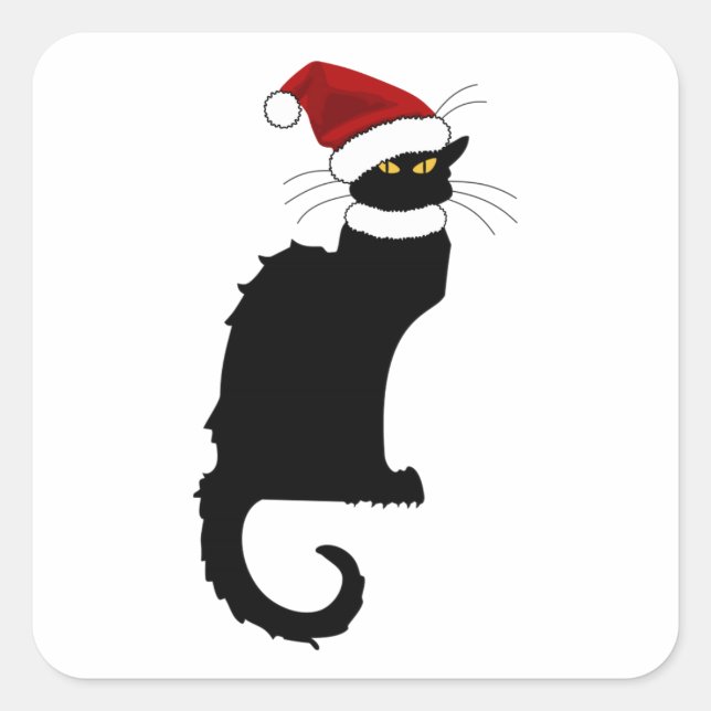 Adesivo Quadrado Natal Le Chat Noir Com Santa Hat (Frente)