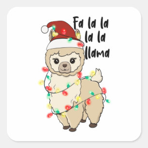Adesivo Quadrado Natal Llama