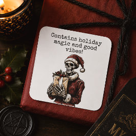 Adesivo Quadrado Natal Mágico Esqueleto do Papai Noel Espiritismo N