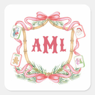 Adesivo Quadrado Natal Mahjong Monograma