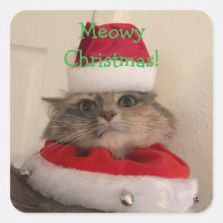 Adesivo Quadrado Natal Meowy