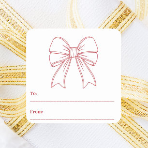 Adesivo Quadrado Natal moderno, desenhado à mão, com arco branco ve