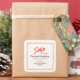 Adesivo Quadrado Natal moderno e tradicional arco vermelho