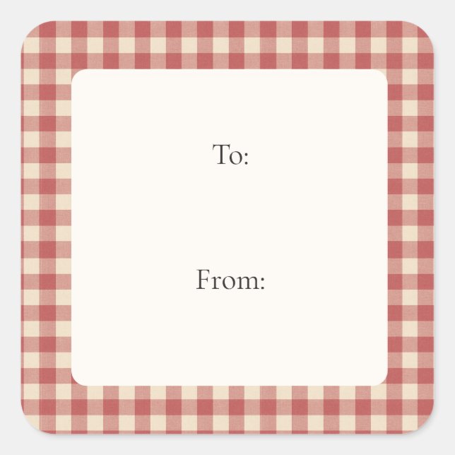 Adesivo Quadrado Natal Moderno Rustic Red Gingham (Frente)