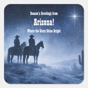 Adesivo Quadrado Natal no País do Oeste do Arizona com Caubói