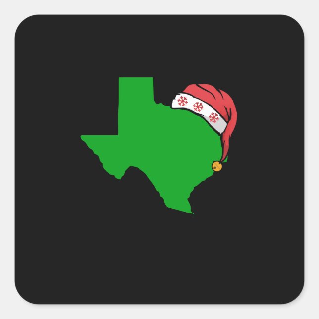Adesivo Quadrado Natal no Texas Bonito Presente Verde Estado dos EU (Frente)