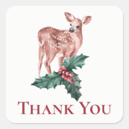Adesivo Quadrado Natal Obrigado Ao Casamento no inverno Reindeer De