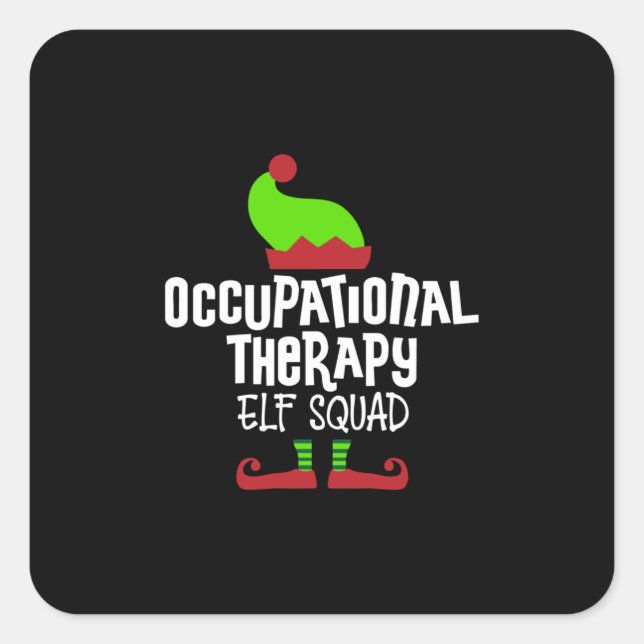 Adesivo Quadrado Natal OT elf Terapia profissional (Frente)