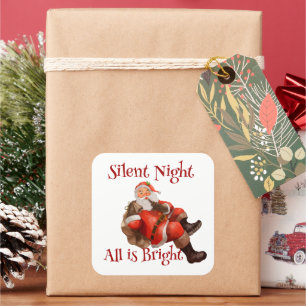 Adesivo Quadrado Natal Papai Noel pisando Vintage Noite Silenciosa