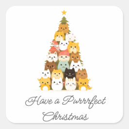 Adesivo Quadrado Natal para gatos simples