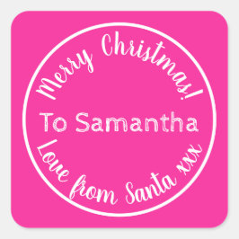 Adesivo Quadrado Natal personalizado a partir de Papais noeis Rosa 