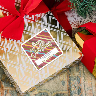 Adesivo Quadrado Natal Personalizado com Tipografia em Ouro Elegant
