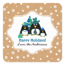 Natal Personalizado da Família Penguin Engraçado