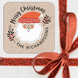 Adesivo Quadrado Natal personalizado do Papai Noel